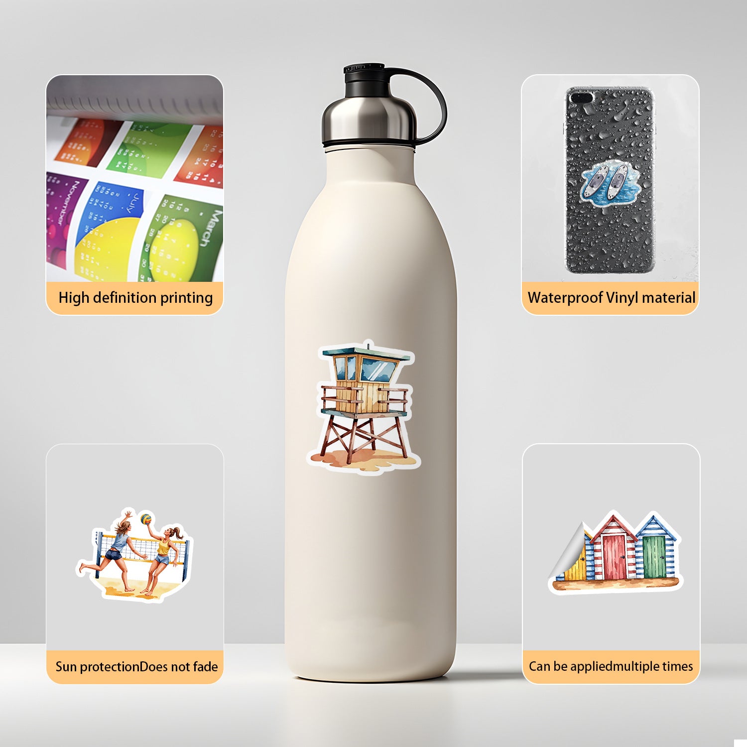 Wholesale 50pcs summer sports graffiti stickers small fresh beach stickers